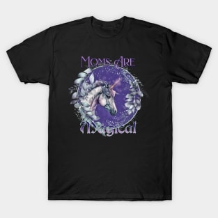 Mother's Day Mom's Are Magical Floral Unicorn Purple T-Shirt